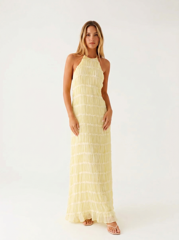 Angela | Robe longue à volants étagés