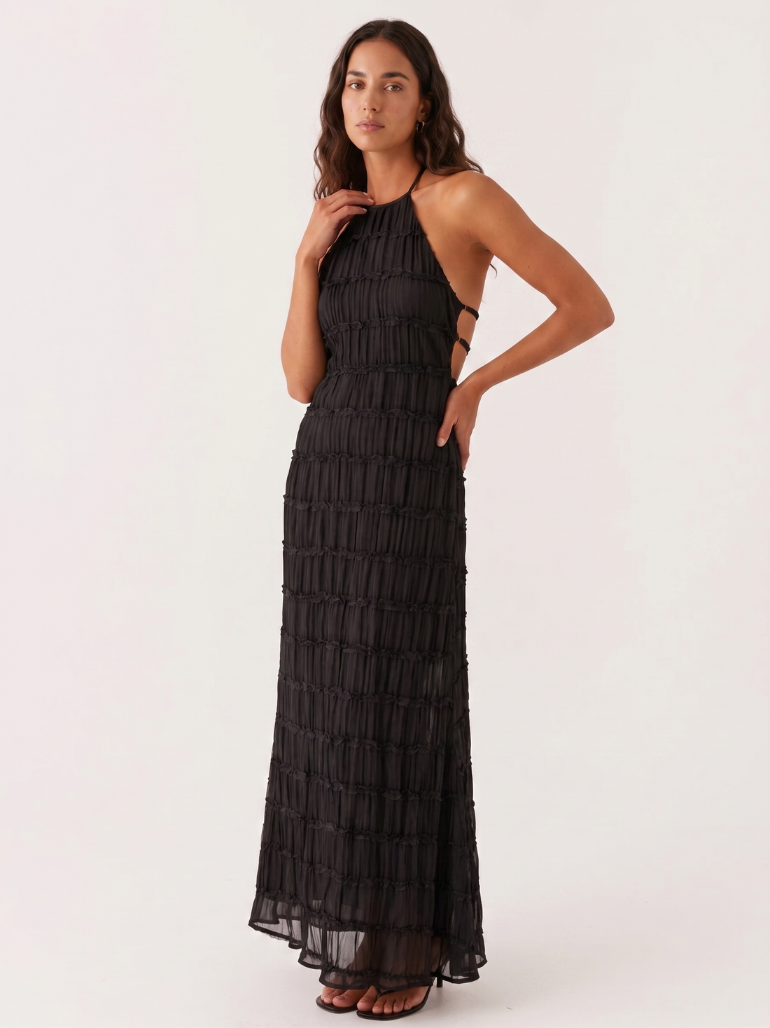 Angela | Robe longue à volants étagés