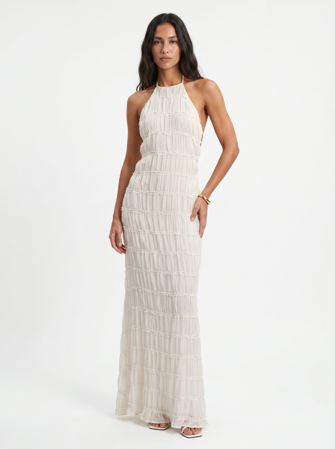 Angela | Robe longue à volants étagés