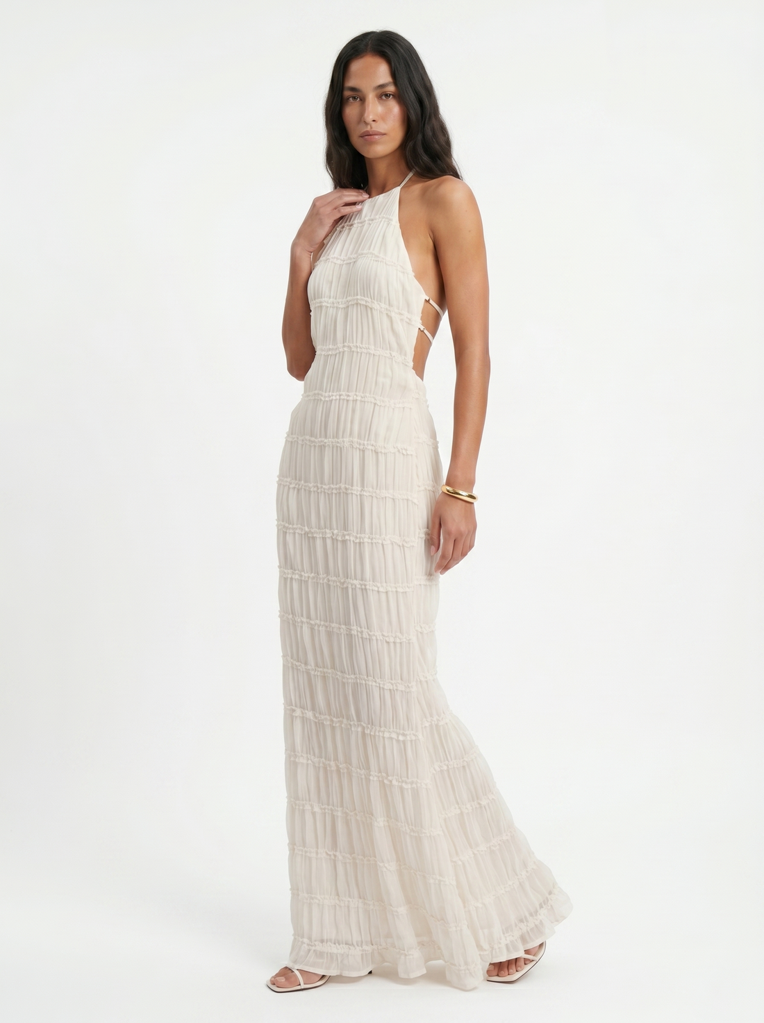Angela | Robe longue à volants étagés