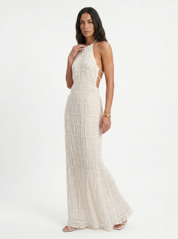 Angela | Robe longue à volants étagés