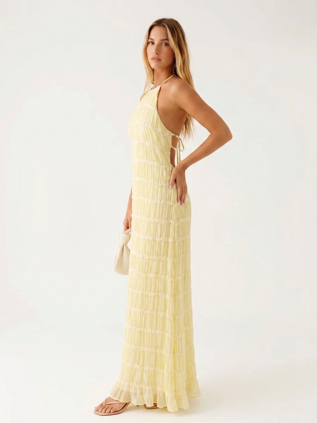Angela | Robe longue à volants étagés