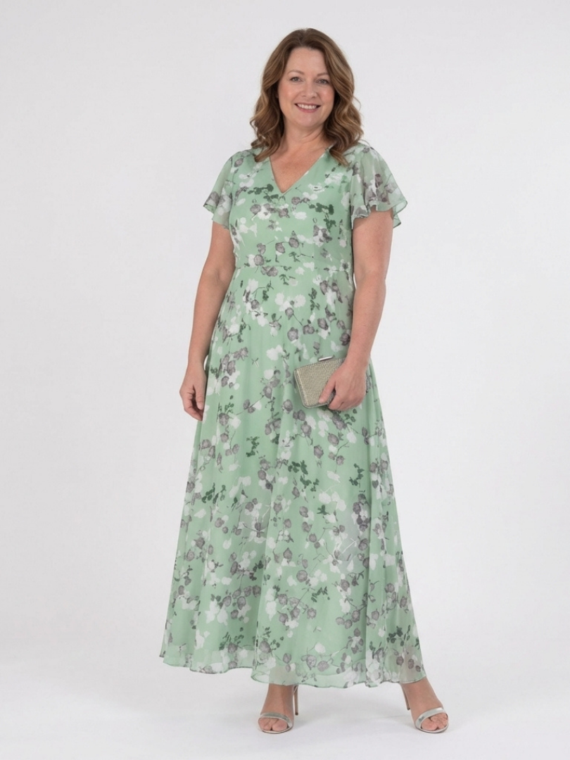 Ismérie – Robe longue fleurie en chiffon