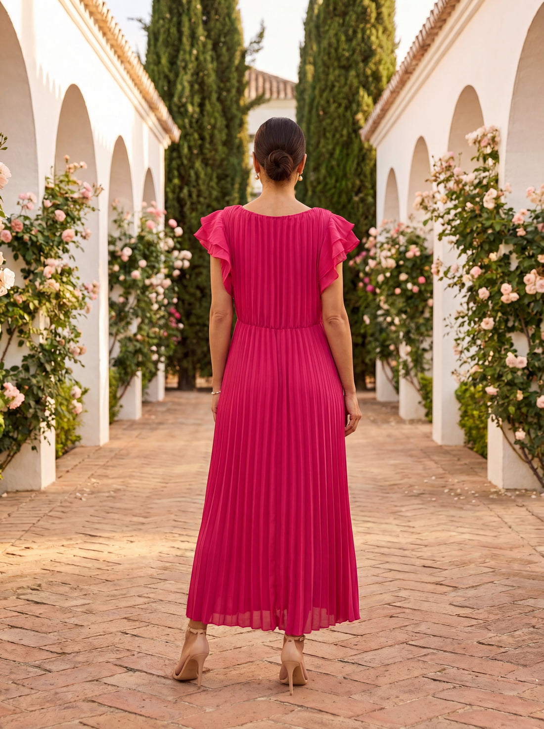 Séraphine | Robe longue plissée à taille nouée