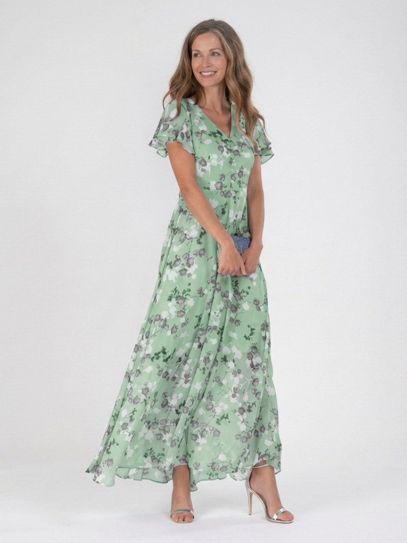 Ismérie – Robe longue fleurie en chiffon