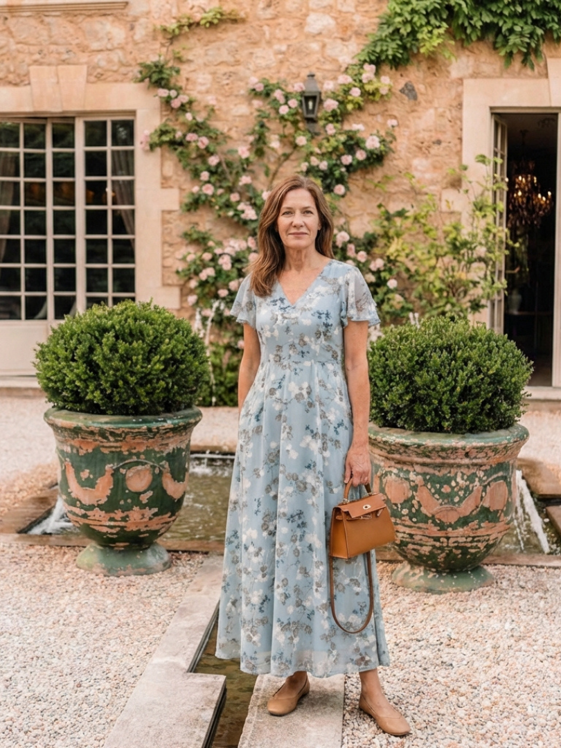 Ismérie – Robe longue fleurie en chiffon