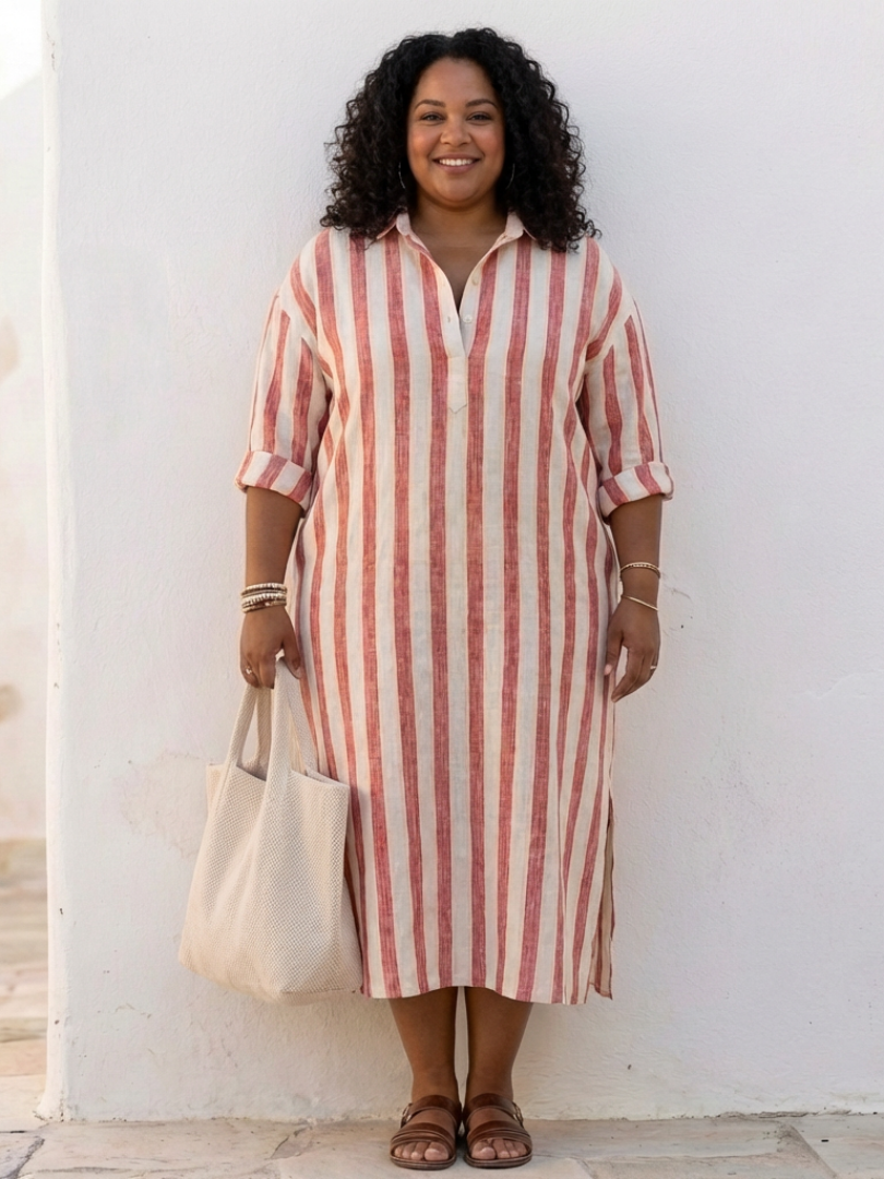 Nadine – Robe chemise midi à rayures
