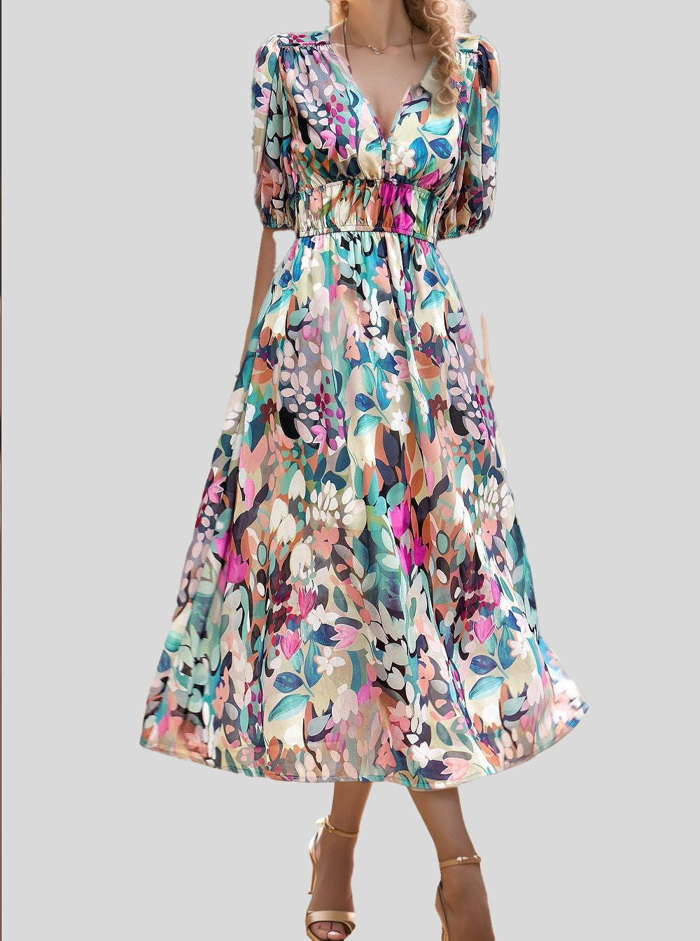Eulalie – Robe midi fluide col V