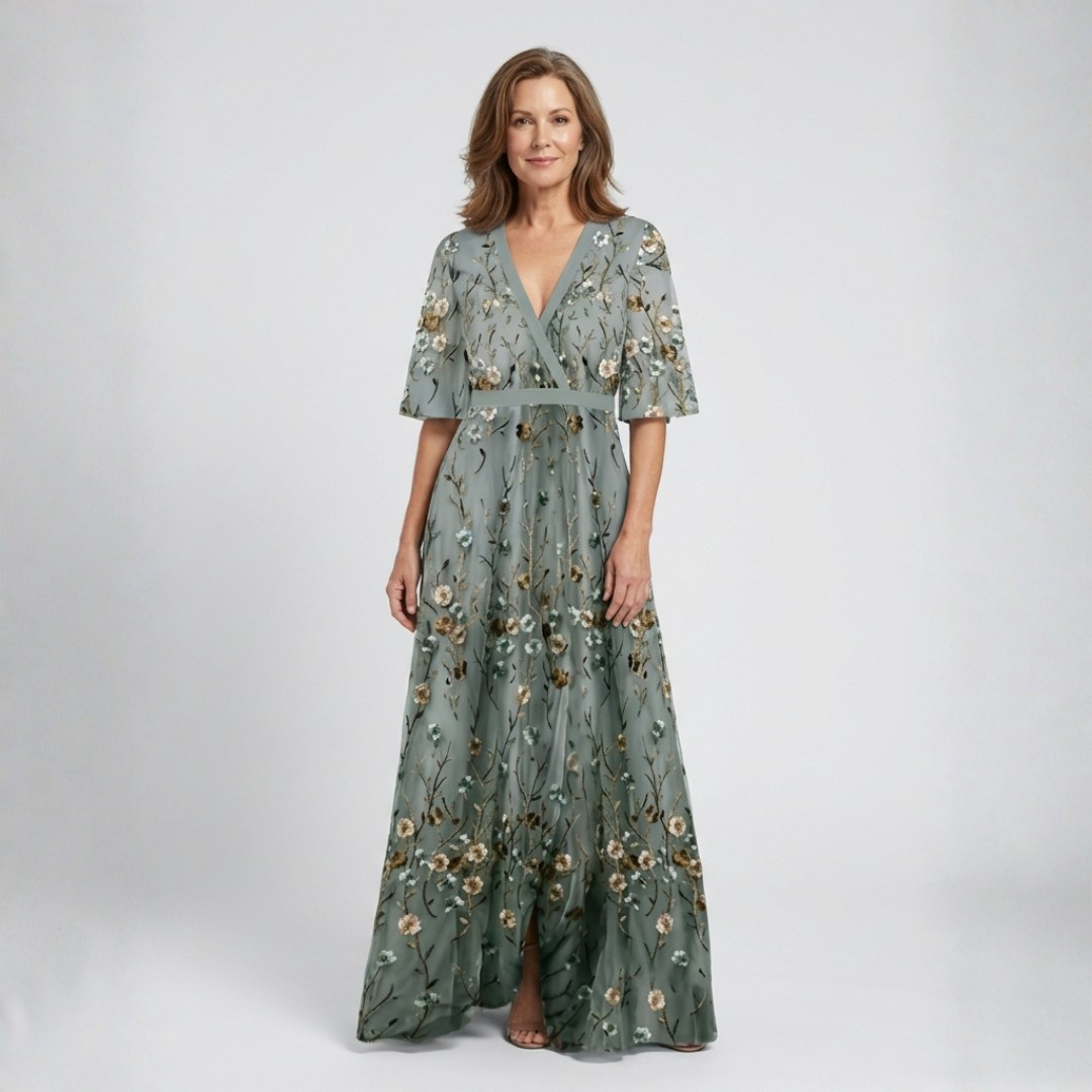 Estelle – Robe longue fleurie col V