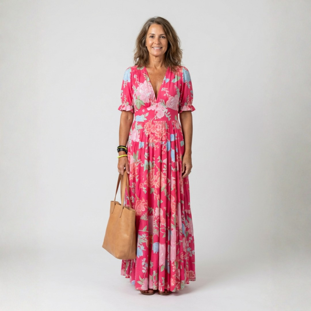 Lucie – Robe longue fluide fleurie
