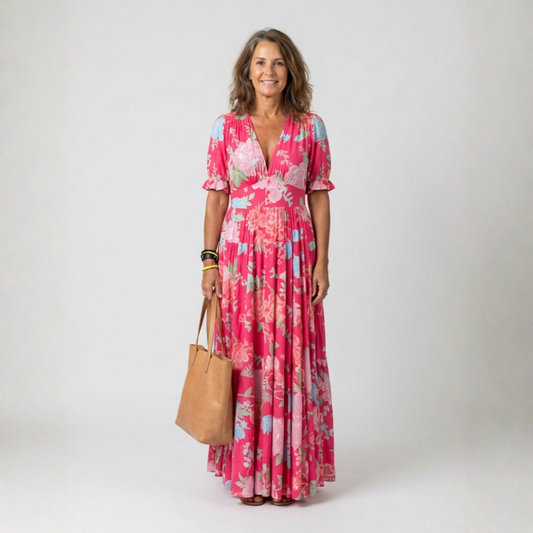 Lucie – Robe longue fluide fleurie