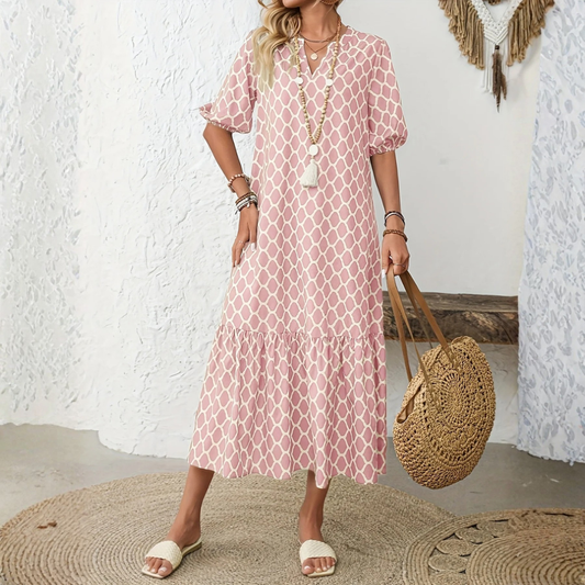Rosalie – Robe midi fluide et confortable à motif élégant