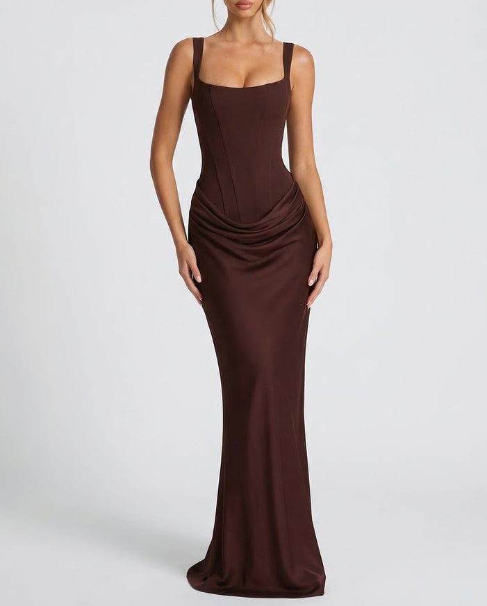 Sabine | Robe longue à corsage corset