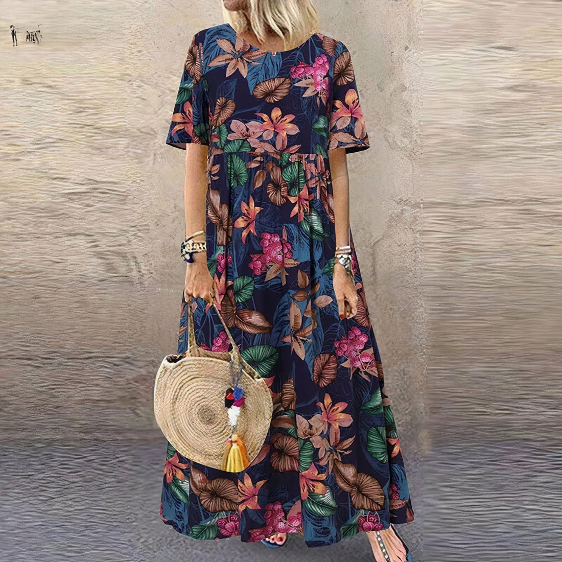 Agathe | Robe midi fleurie à manches papillon