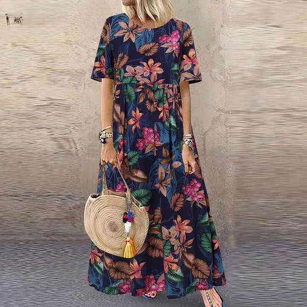Agathe | Robe midi fleurie à manches papillon
