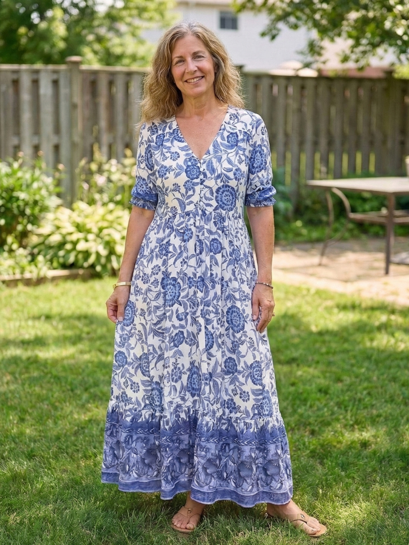 Clara – Robe midi fluide fleurie