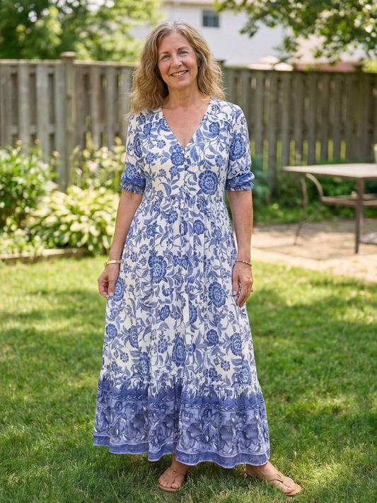 Clara – Robe midi fluide fleurie