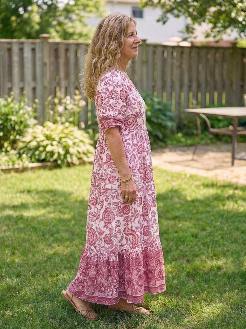 Clara – Robe midi fluide fleurie