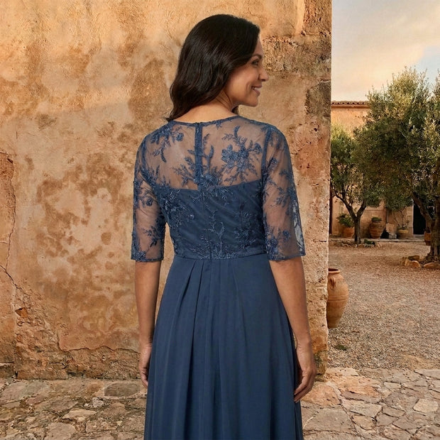 Léonie | Robe longue en mousseline et dentelle