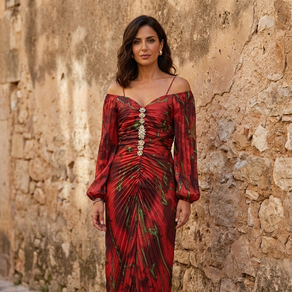 Gregoria | Robe longue fleurie à décolleté plongeant