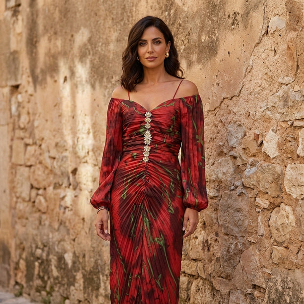 Gregoria | Robe longue fleurie à décolleté plongeant
