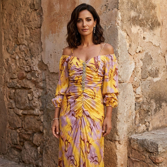 Gregoria | Robe longue fleurie à décolleté plongeant