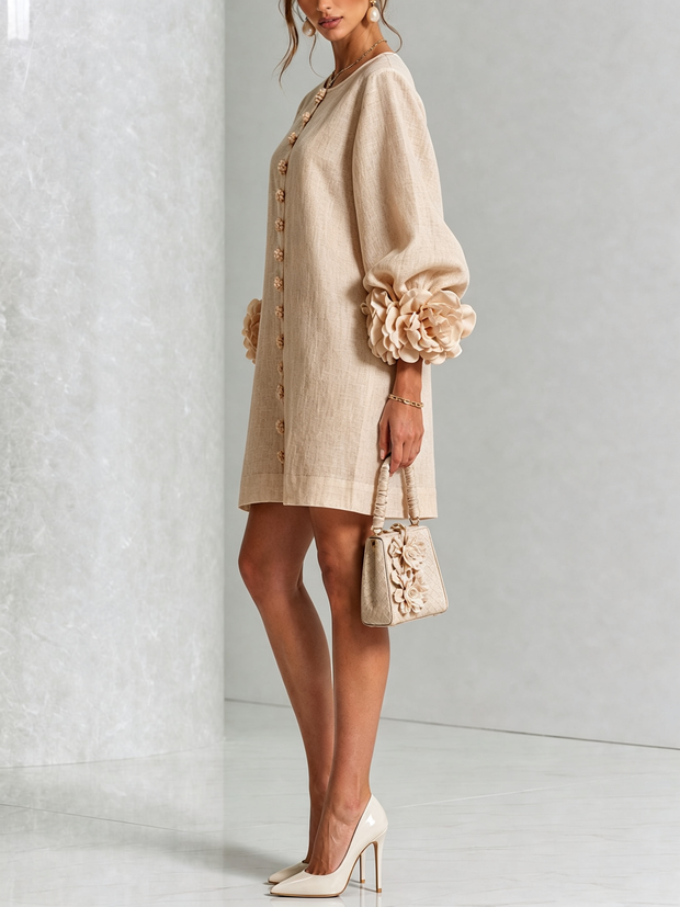 Rosalie | Robe courte boutonnée à manchettes nouées