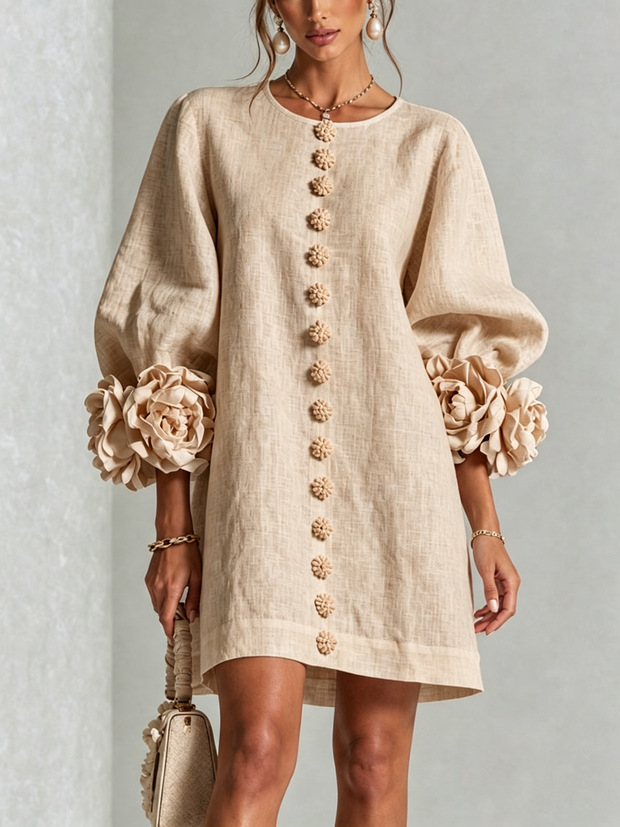 Rosalie | Robe courte boutonnée à manchettes nouées