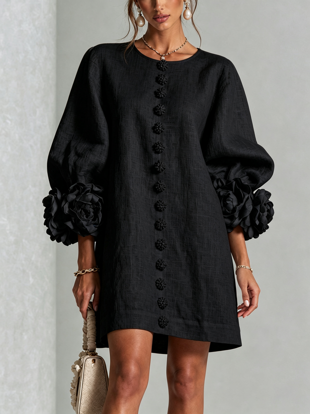 Rosalie | Robe courte boutonnée à manchettes nouées
