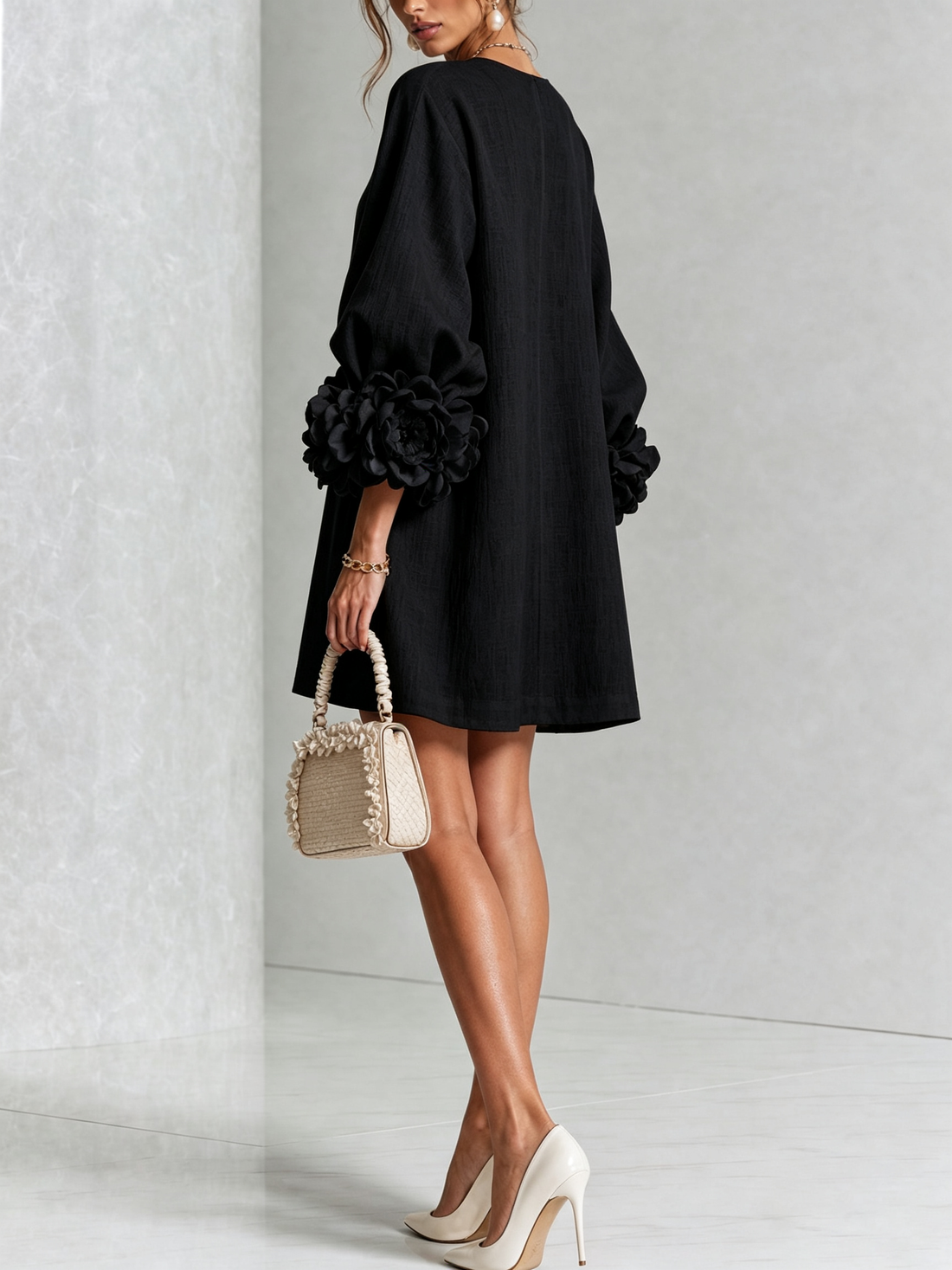 Rosalie | Robe courte boutonnée à manchettes nouées