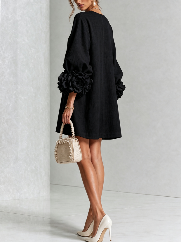 Rosalie | Robe courte boutonnée à manchettes nouées