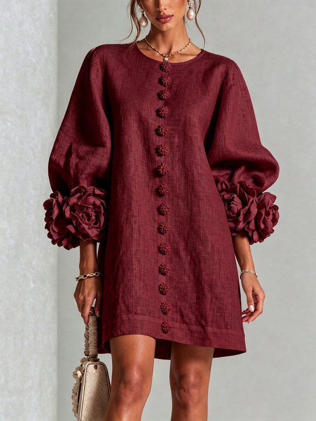 Rosalie | Robe courte boutonnée à manchettes nouées