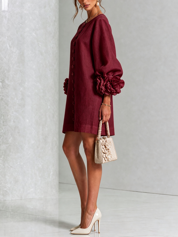Rosalie | Robe courte boutonnée à manchettes nouées