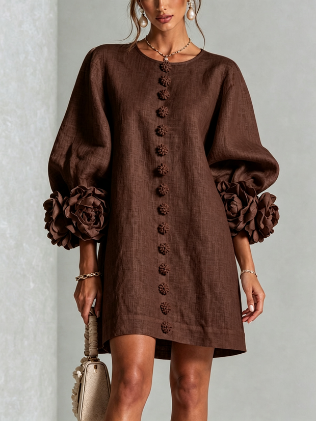 Rosalie | Robe courte boutonnée à manchettes nouées