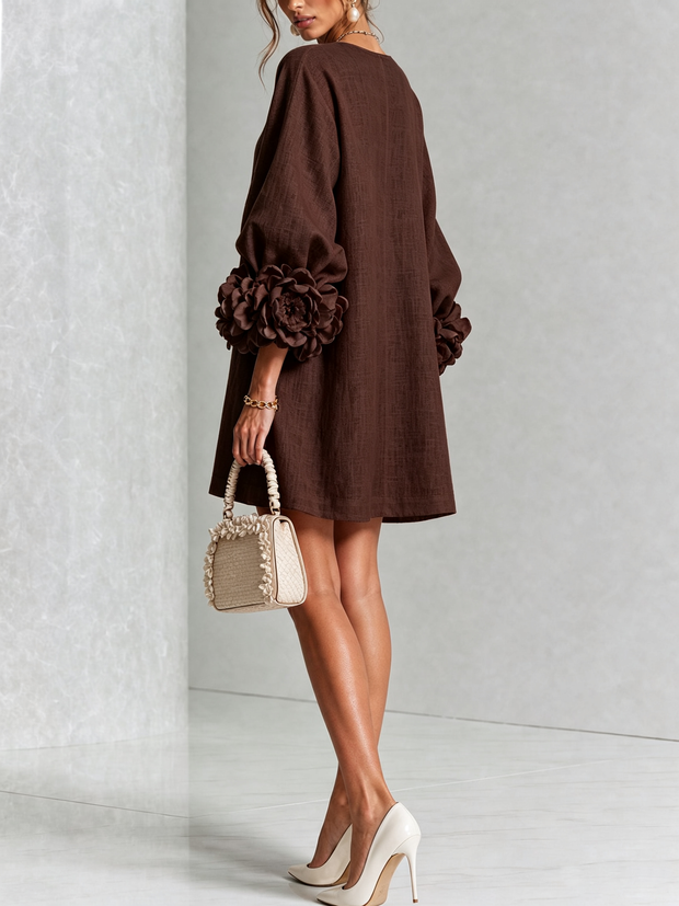 Rosalie | Robe courte boutonnée à manchettes nouées