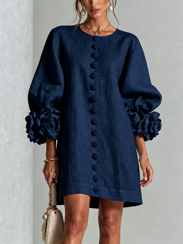 Rosalie | Robe courte boutonnée à manchettes nouées