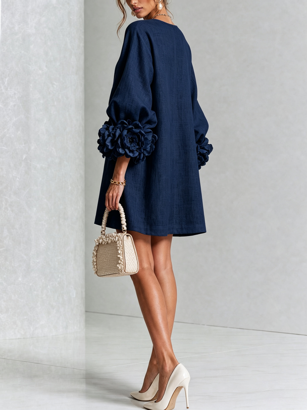 Rosalie | Robe courte boutonnée à manchettes nouées