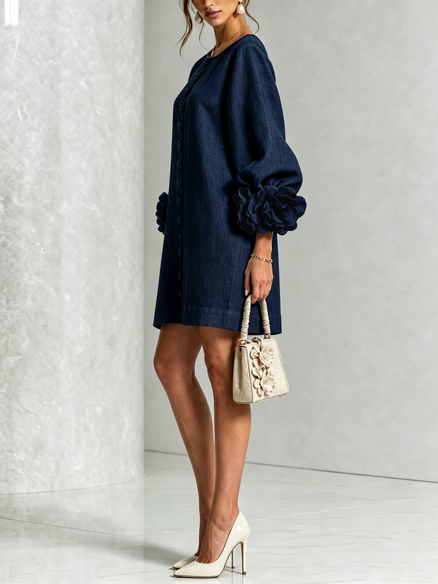 Rosalie | Robe courte boutonnée à manchettes nouées