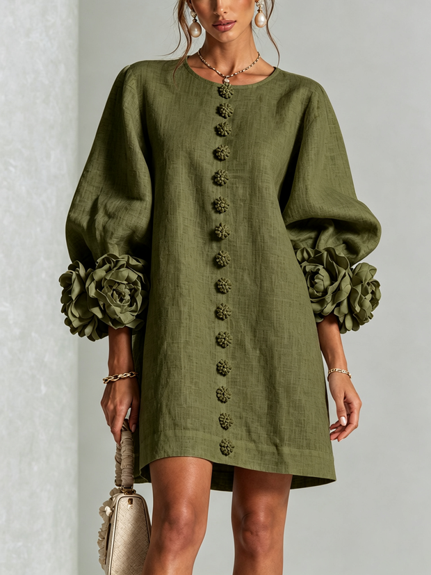 Rosalie | Robe courte boutonnée à manchettes nouées