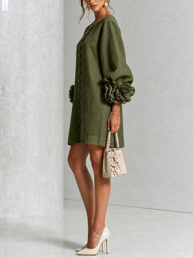 Rosalie | Robe courte boutonnée à manchettes nouées