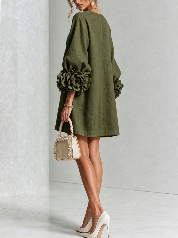 Rosalie | Robe courte boutonnée à manchettes nouées