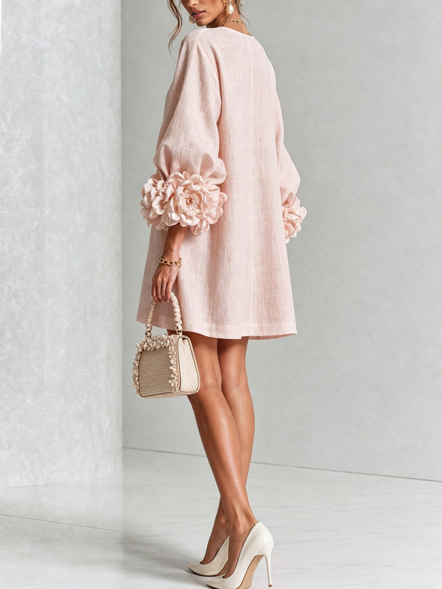 Rosalie | Robe courte boutonnée à manchettes nouées