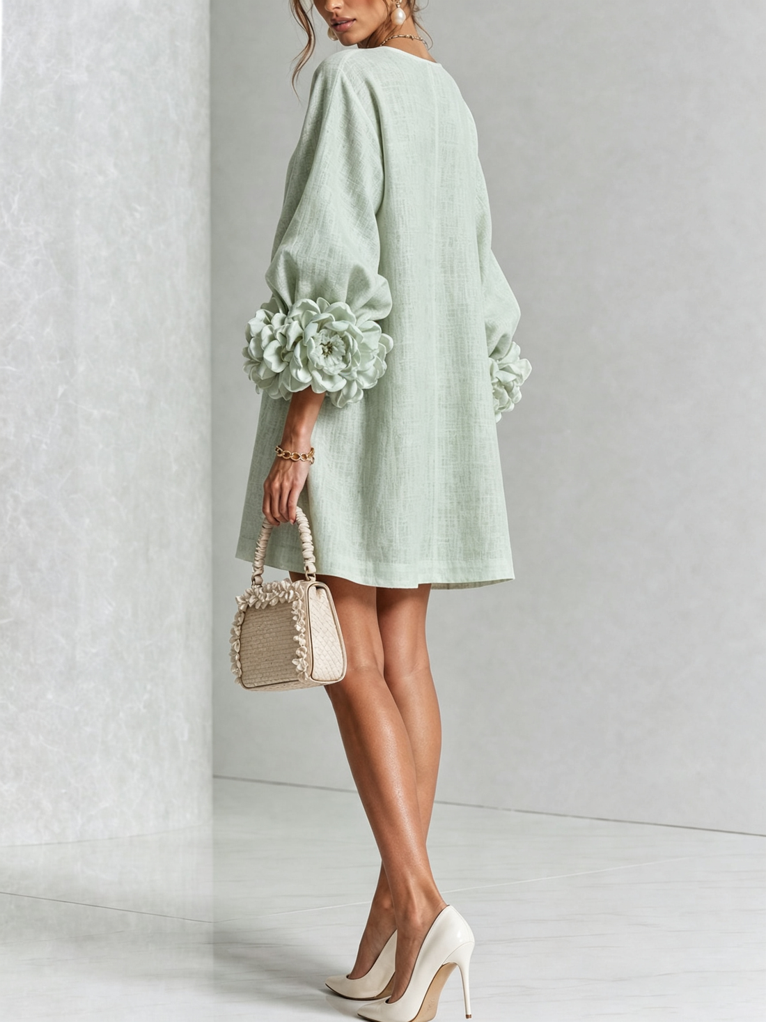 Rosalie | Robe courte boutonnée à manchettes nouées