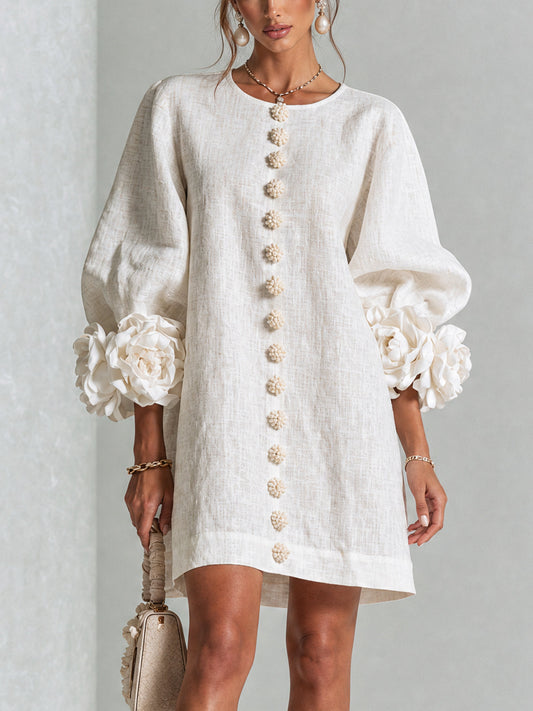 Rosalie | Robe courte boutonnée à manchettes nouées
