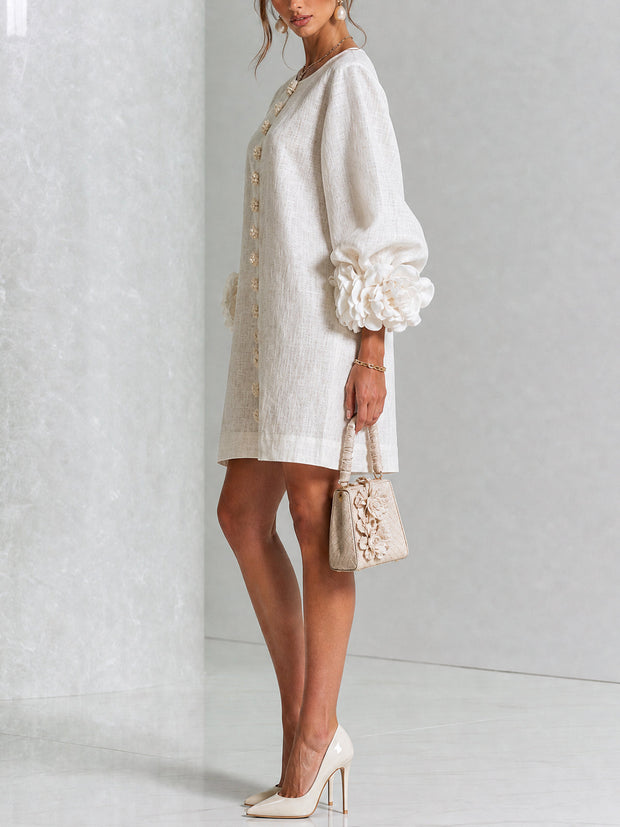 Rosalie | Robe courte boutonnée à manchettes nouées
