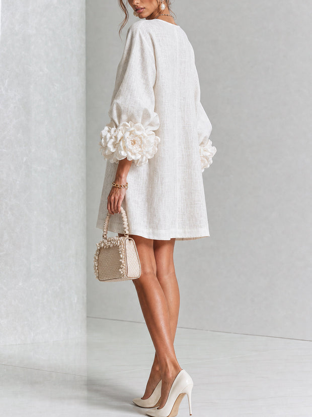 Rosalie | Robe courte boutonnée à manchettes nouées