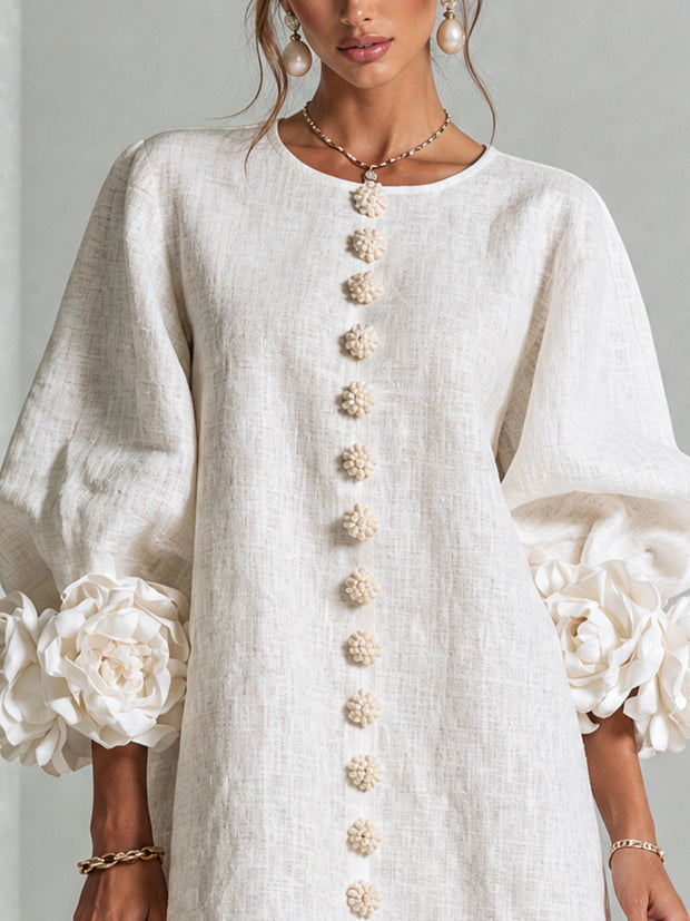 Rosalie | Robe courte boutonnée à manchettes nouées