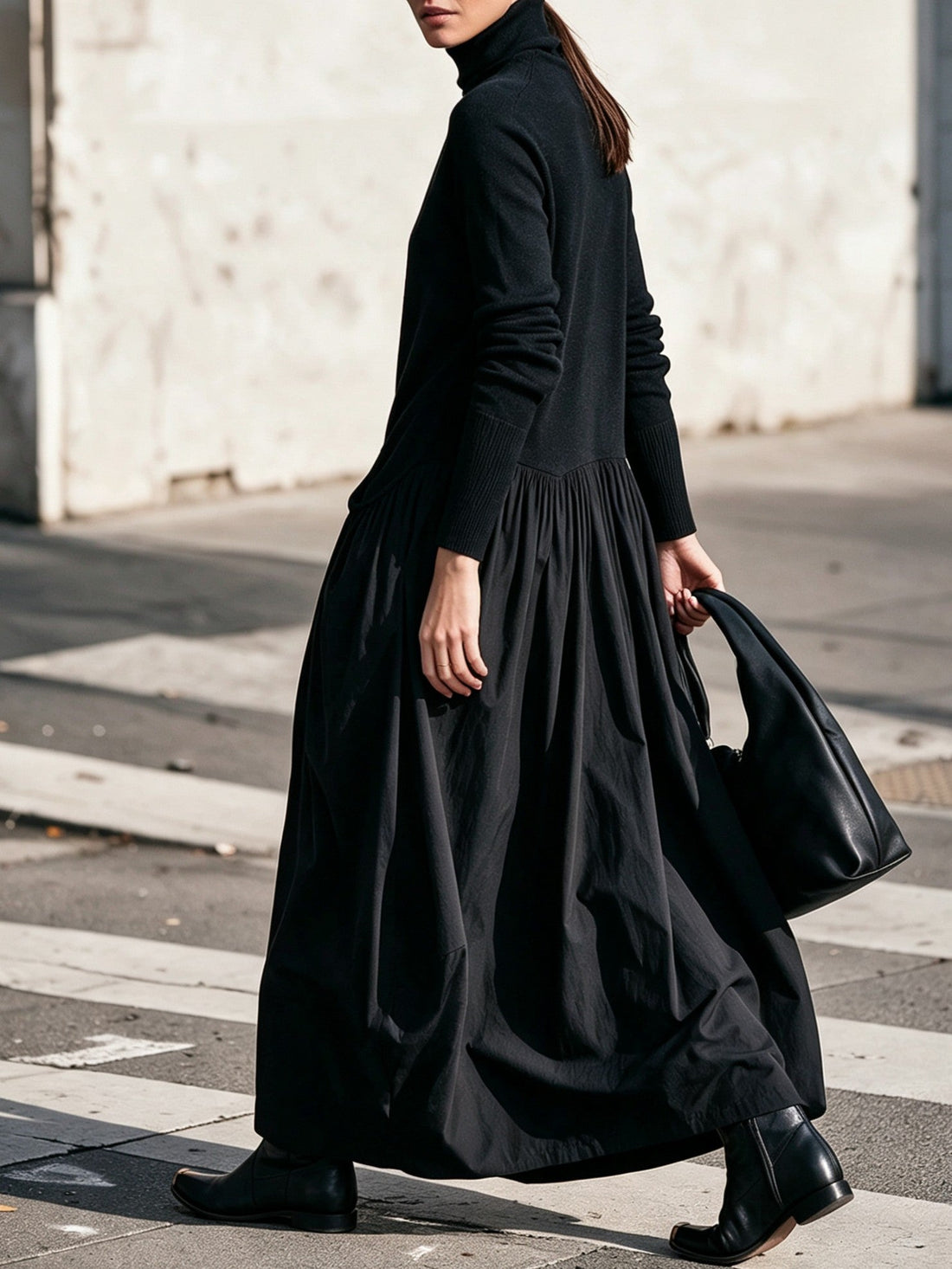 Simone | Robe longue à col montant