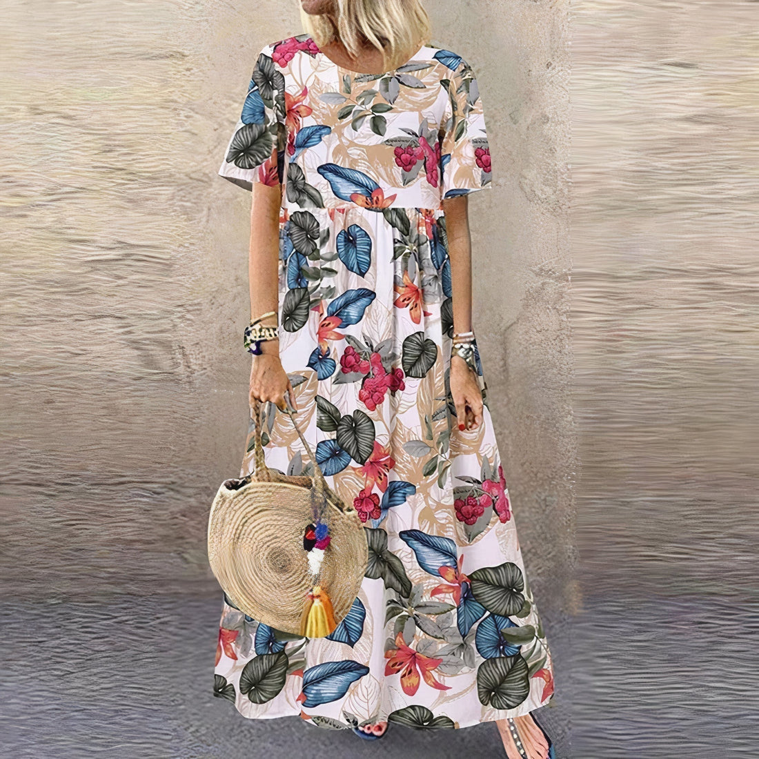 Agathe | Robe midi fleurie à manches papillon