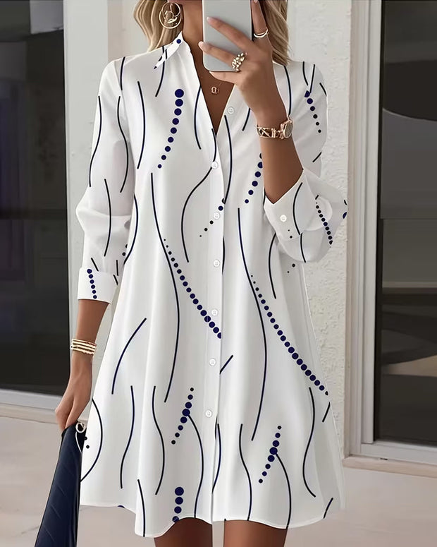 Morgane – Robe chemise col ondulé